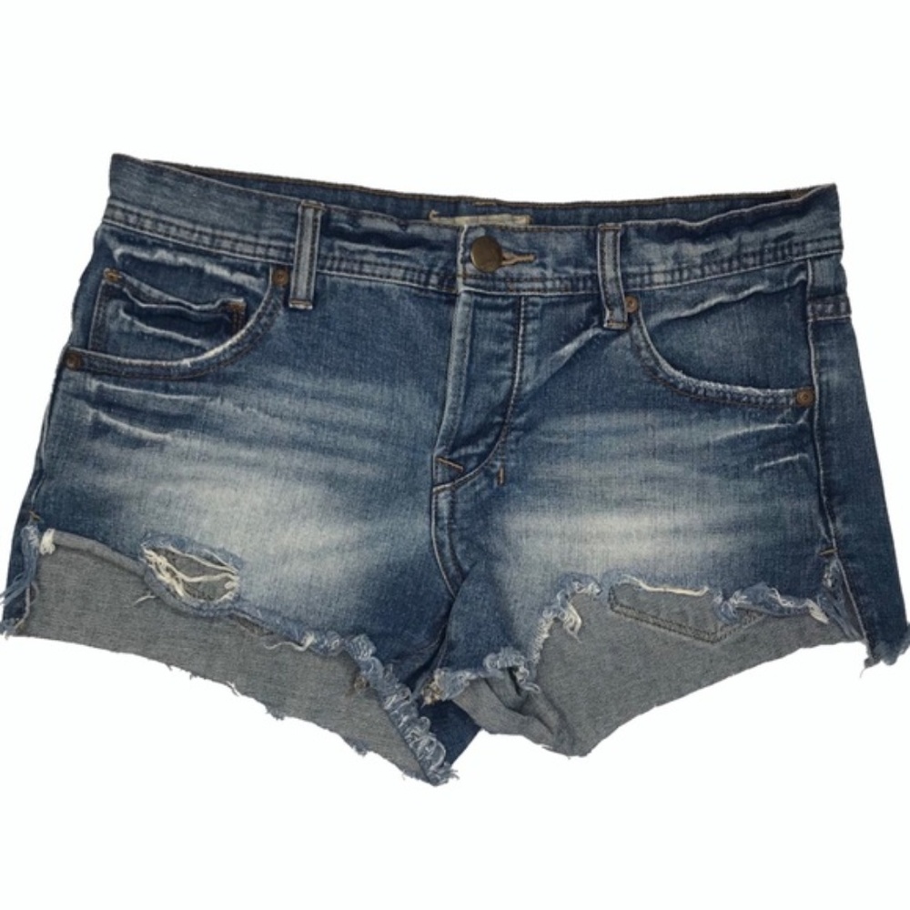 Free People | dark wash high waist denim shorts